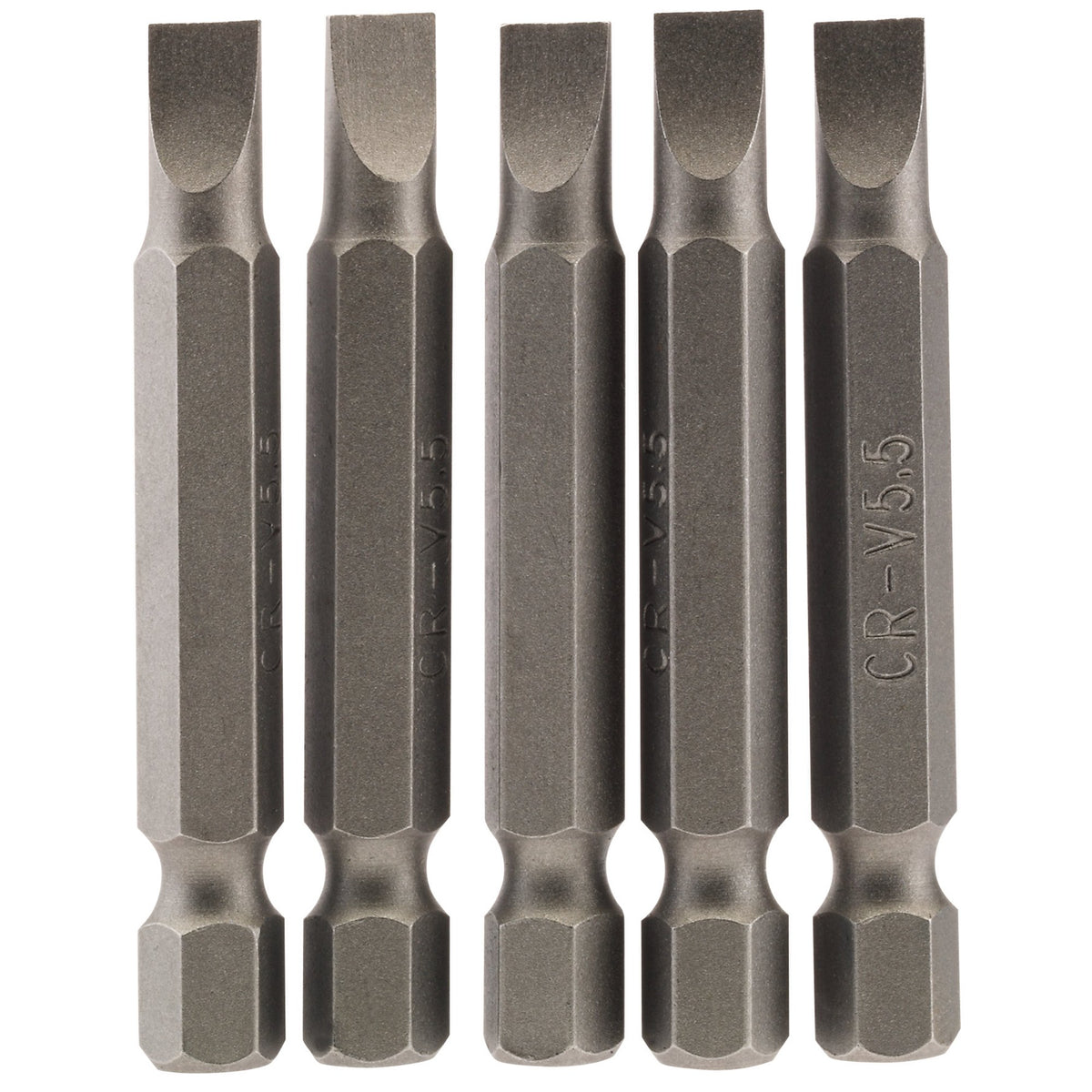 5.5mm 1/4" Hex. Plain Slot Insert Bit 50mm Long x 5: Model No. 50PS/5/B