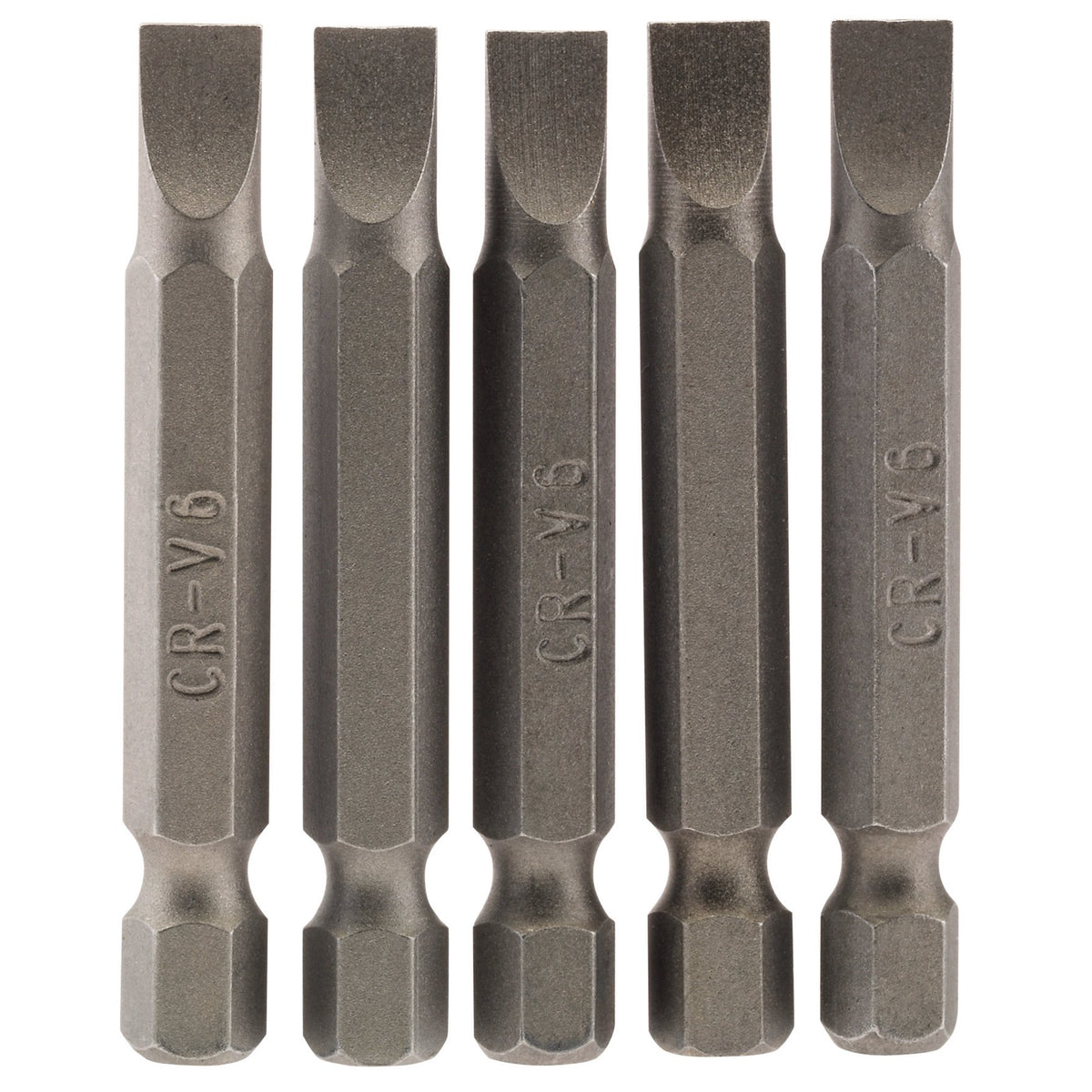 6mm 1/4" Hex. Plain Slot Insert Bit 50mm Long x 5: Model No. 50PS/5/B
