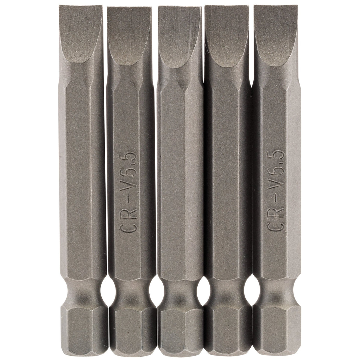 6.5mm 1/4" Hex. Plain Slot Insert Bit 50mm Long x 5: Model No. 50PS/5/B