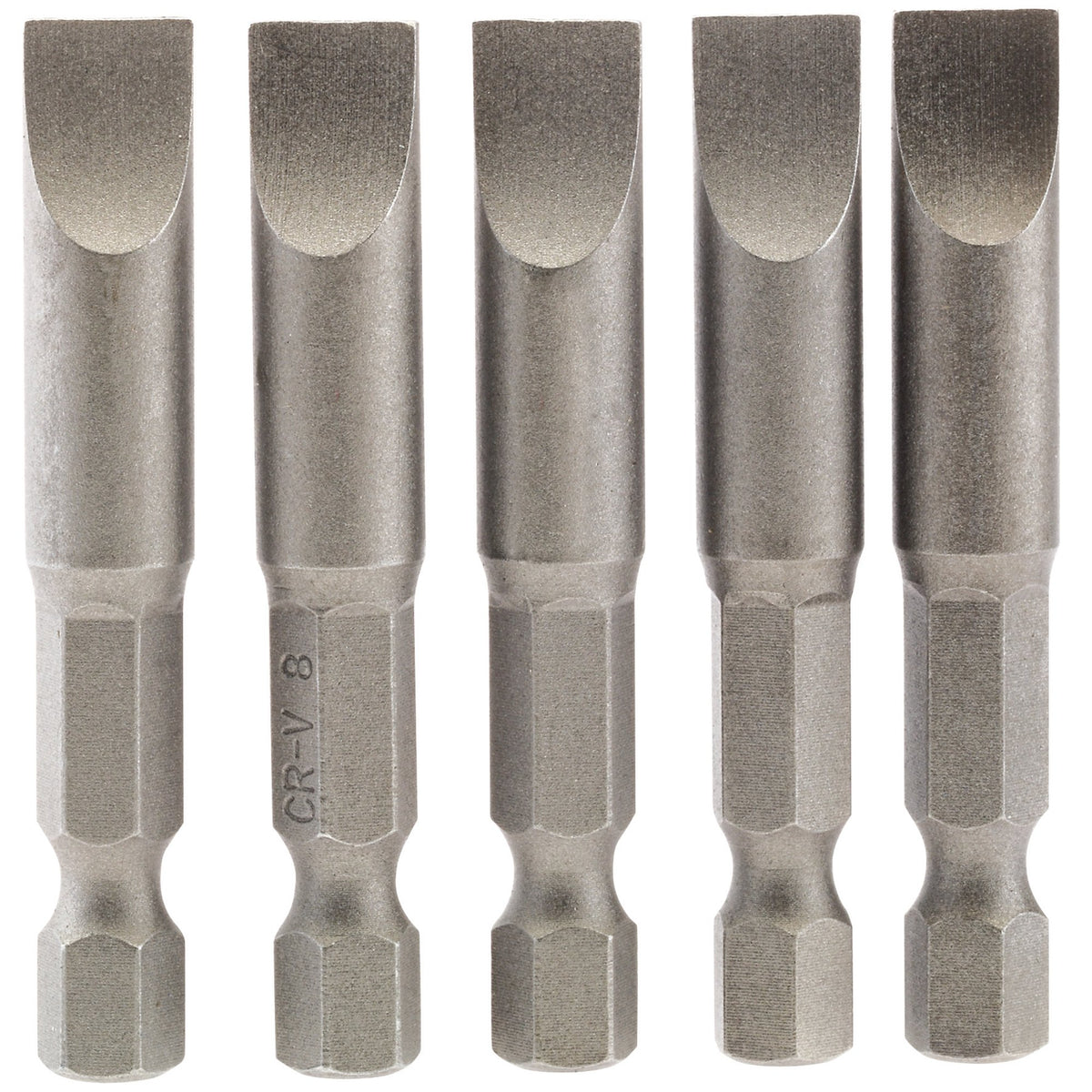 8mm 1/4" Hex. Plain Slot Insert Bit 50mm Long x 5: Model No. 50PS/5/B