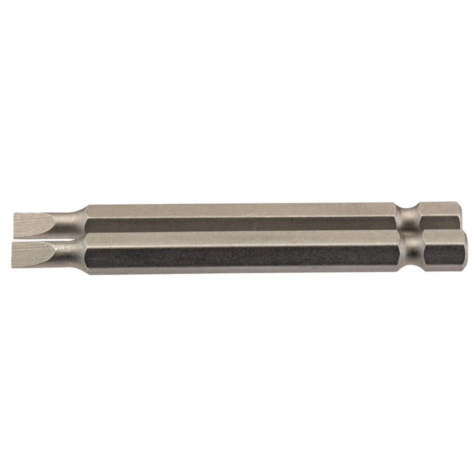 4.5mm 1/4" Hex. Plain Slot Insert Bit 75mm Long x 2: Model No. 75PS/2/B