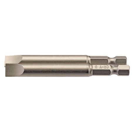 8mm 1/4" Hex. Plain Slot Insert Bit 75mm Long x 2: Model No. 75PS/2/B