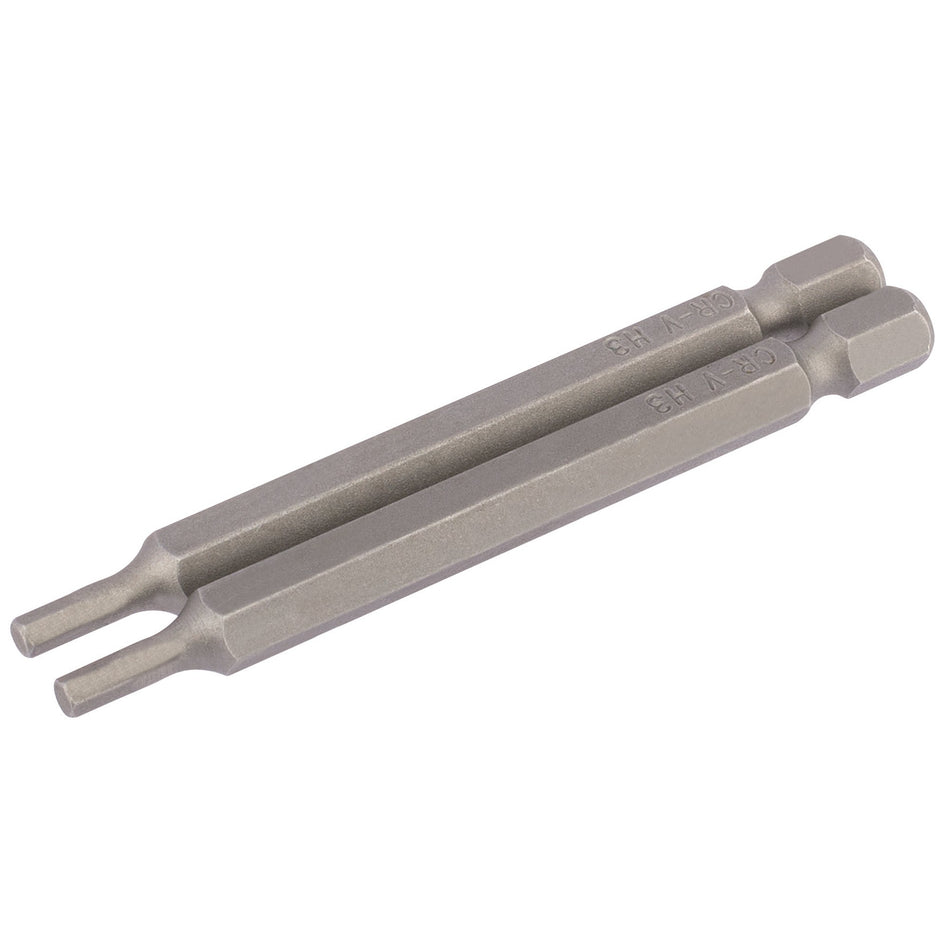 3mm 1/4" Hex. Hexagonal Insert Bit 75mm Long x 2: Model No. 75HX/2/B