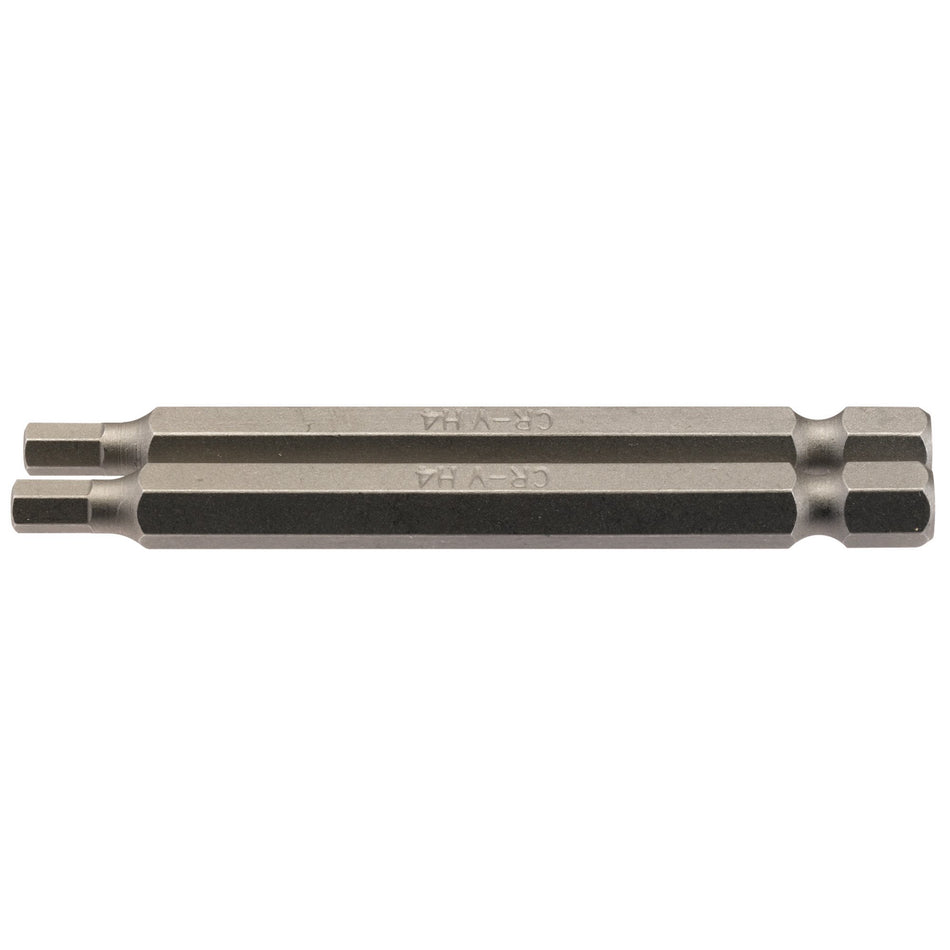 4mm 1/4" Hex. Hexagonal Insert Bit 75mm Long x 2: Model No. 75HX/2/B