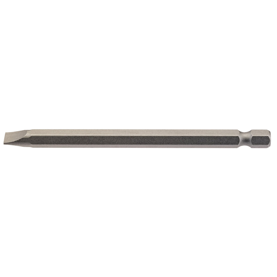 6.5mm 1/4" Hex. Plain Slot Insert Bit 100mm Long x 1: Model No. 100PS/1/B