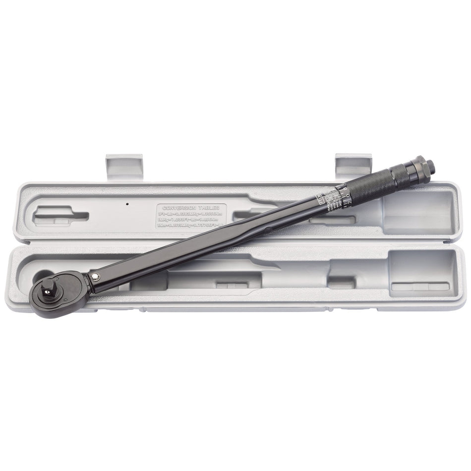 DRAPER 1/2" Square Drive 30 - 210Nm or 22.1-154.9lb-ft Ratchet Torque Wrench : Model No.3001A/BK