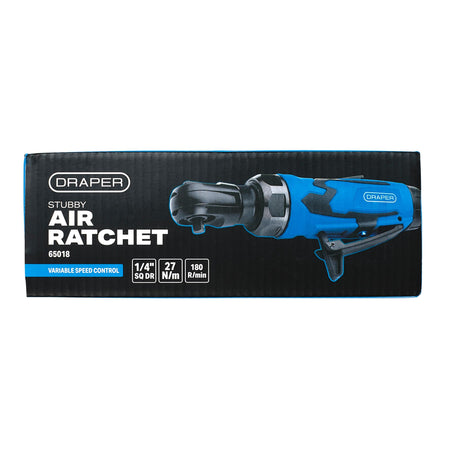DRAPER Storm Force Stubby Air Ratchet (1/4in. Square Drive): Model No.SFMAR14