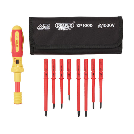 DRAPER Expert Ergo Plus ; 9 Piece Interchangeable VDE Torque Screwdriver Set: Model No.965T/9