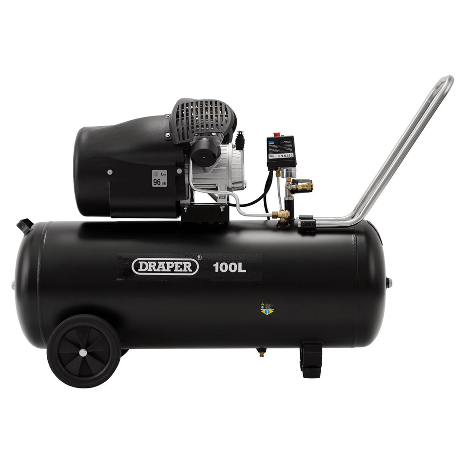 DRAPER 100L 230V 2.2kW (3hp) V-Twin Air Compressor: Model No.DA100/412TV