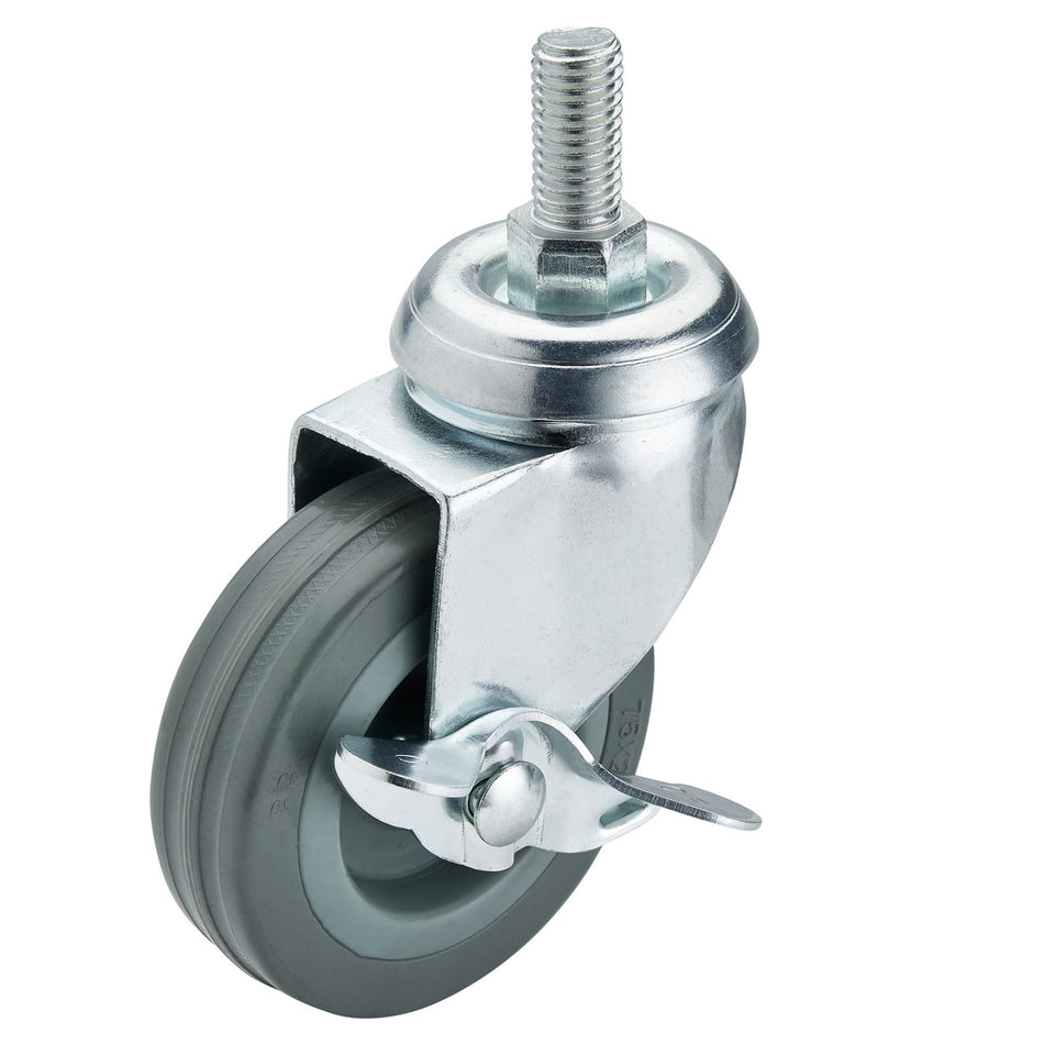 DRAPER 75mm Dia. Swivel Bolt Fixing Rubber Castor with Brake - S.W.L 70Kg: Model No.60275BB
