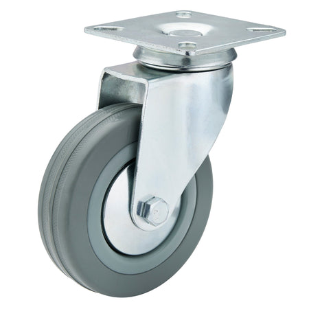 DRAPER 100mm Dia. Swivel Plate Fixing Rubber Castor - S.W.L 80Kg: Model No.602100P
