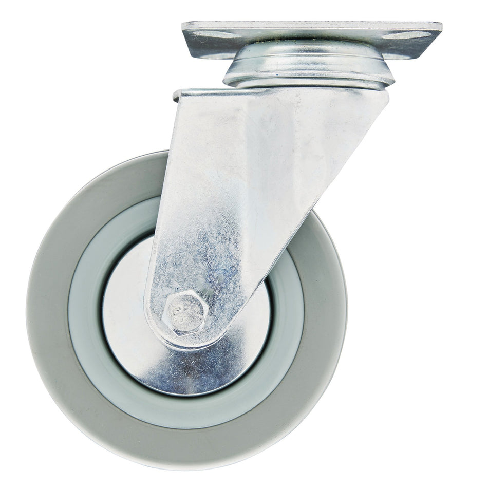 DRAPER 100mm Dia. Swivel Plate Fixing Rubber Castor - S.W.L 80Kg: Model No.602100P