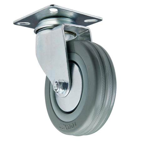 DRAPER 100mm Dia. Swivel Plate Fixing Rubber Castor - S.W.L 80Kg: Model No.602100P