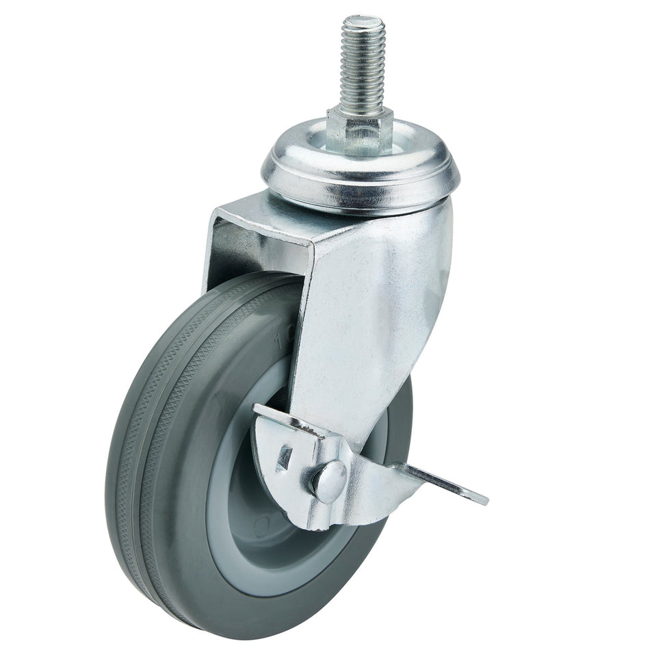 DRAPER 100mm Dia. Swivel Bolt Fixing Rubber Castor with Brake - S.W.L 80Kg: Model No.602100BB