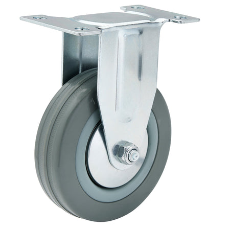 DRAPER 100mm Dia. Fixed Plate Fixing Rubber Castor - S.W.L. 80Kg: Model No.602100F