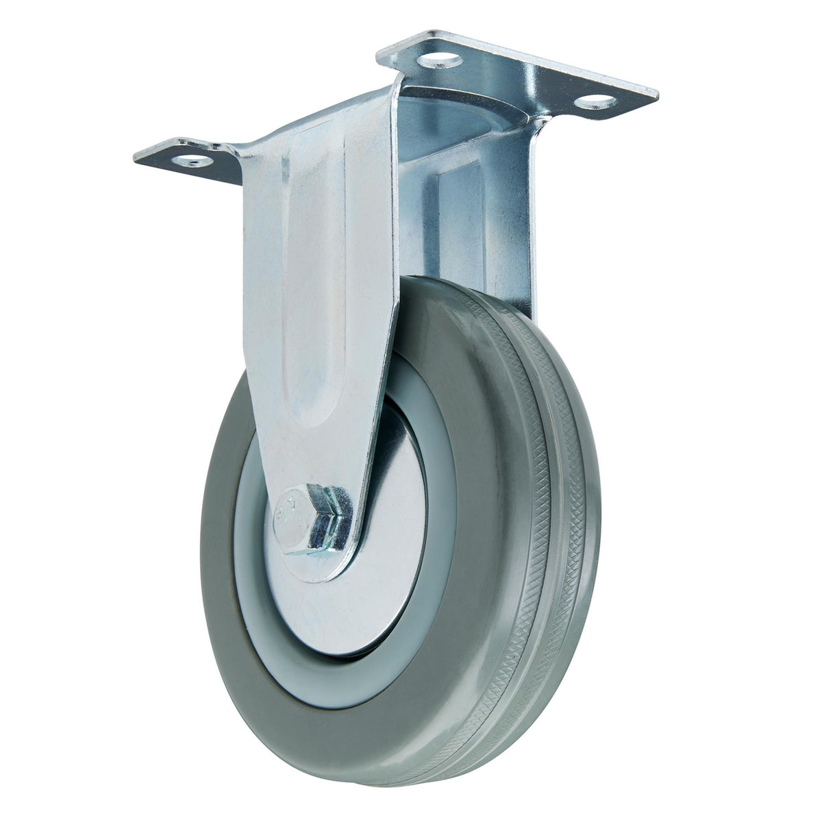 DRAPER 100mm Dia. Fixed Plate Fixing Rubber Castor - S.W.L. 80Kg: Model No.602100F