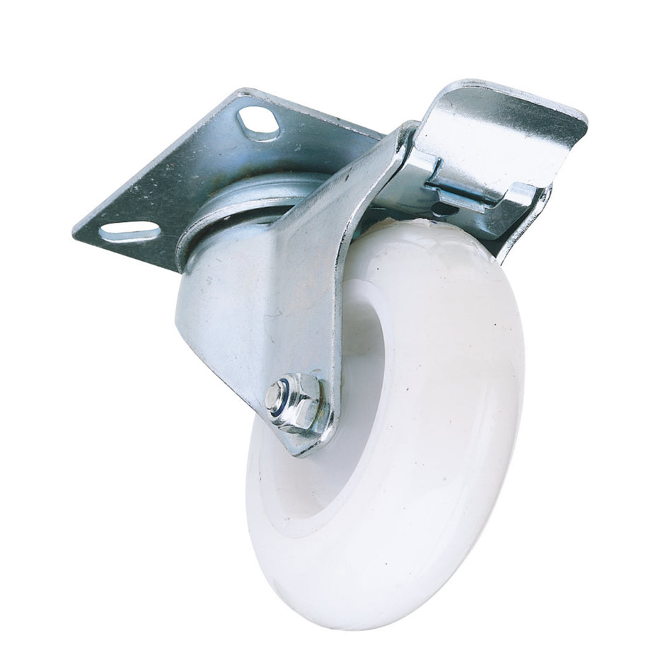 DRAPER 75mm Dia. Swivel Plate Fixing Nylon Wheel with Brake - S.W.L. 70Kg: Model No.60475PB