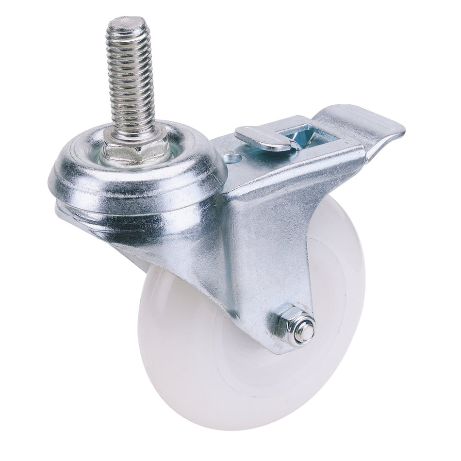 DRAPER 75mm Dia. Swivel Bolt Fixing Nylon Wheel with Brake - S.W.L. 70Kg: Model No.60475BB