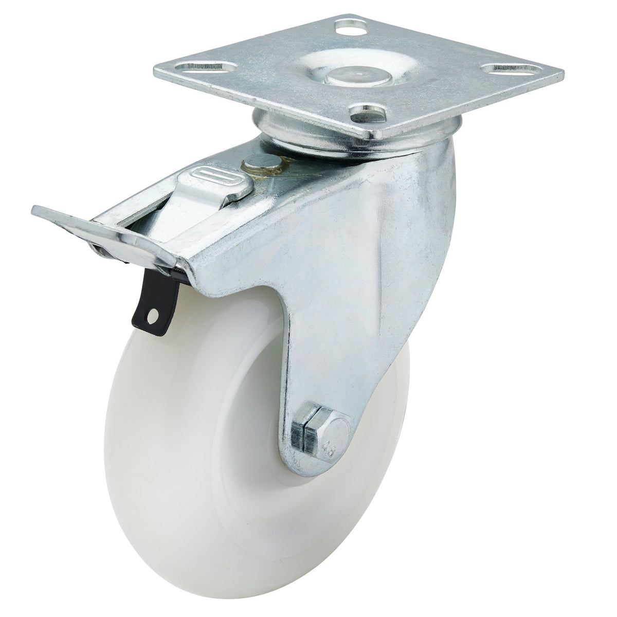 100mm Dia. Swivel Plate Fixing Nylon Wheel with Brake - S.W.L. 125Kg: Model No. 604100PB