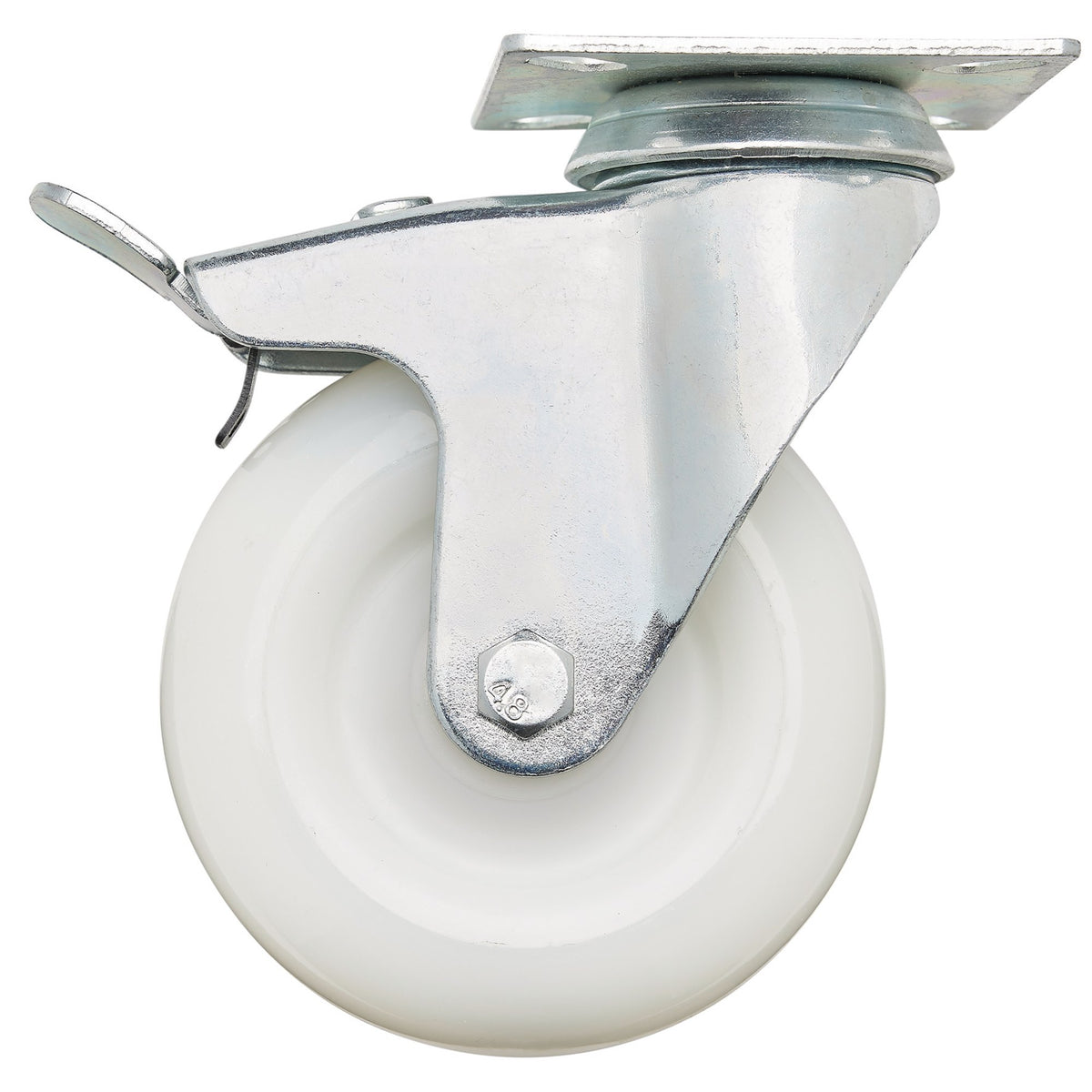 100mm Dia. Swivel Plate Fixing Nylon Wheel with Brake - S.W.L. 125Kg: Model No. 604100PB