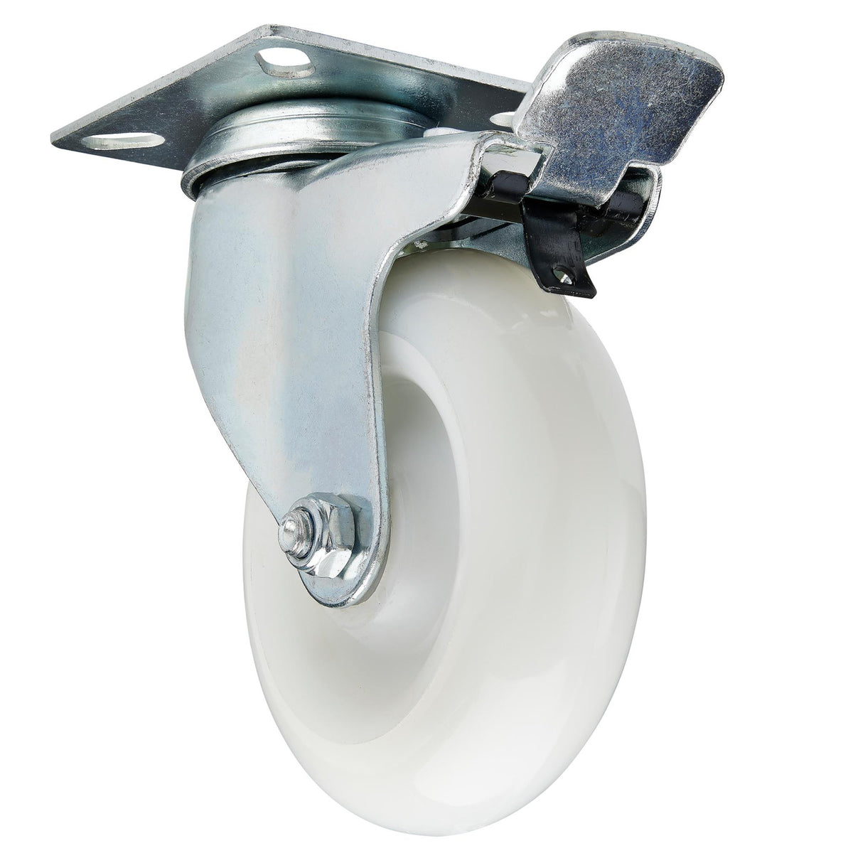 100mm Dia. Swivel Plate Fixing Nylon Wheel with Brake - S.W.L. 125Kg: Model No. 604100PB
