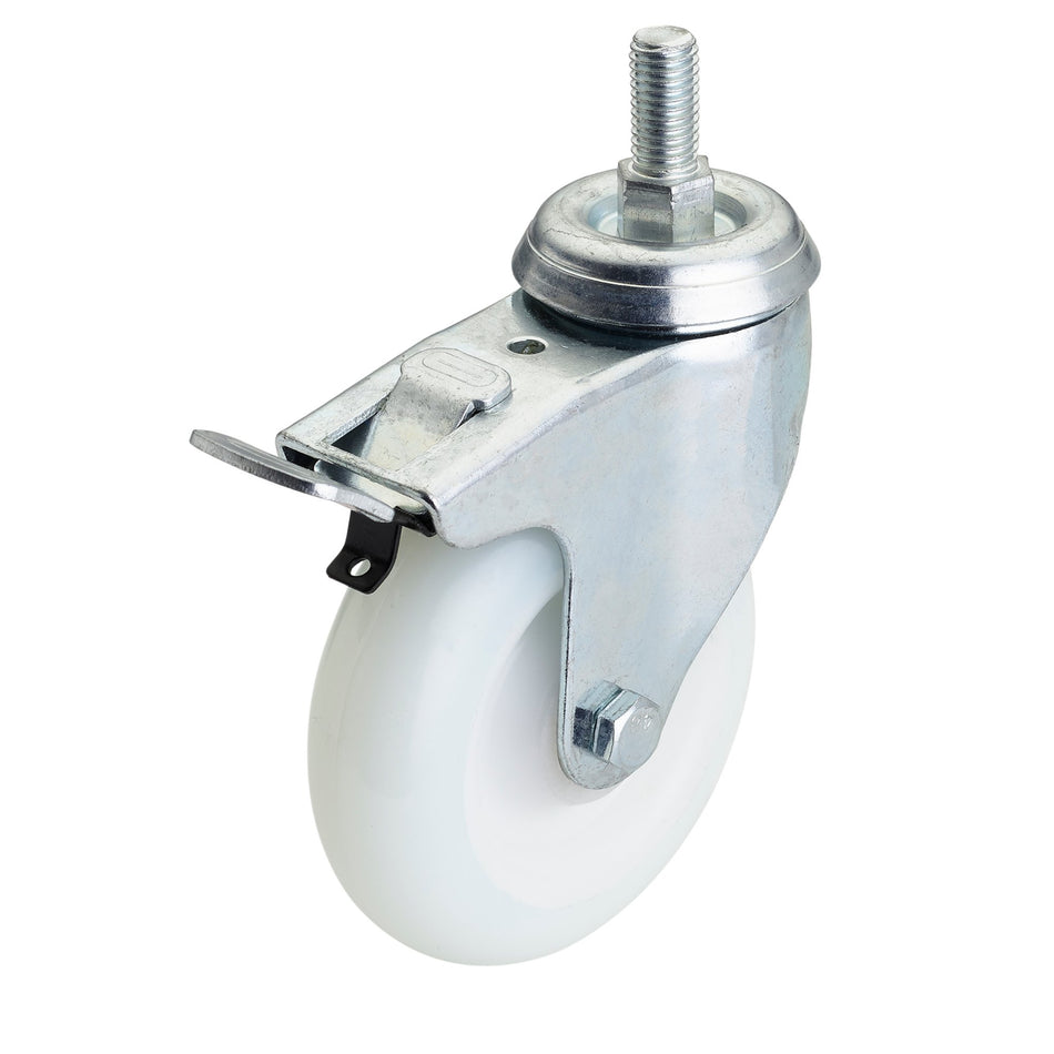 DRAPER 100mm Dia. Swivel Bolt Fixing Nylon Wheel with Brake - S.W.L. 125Kg: Model No.604100BB