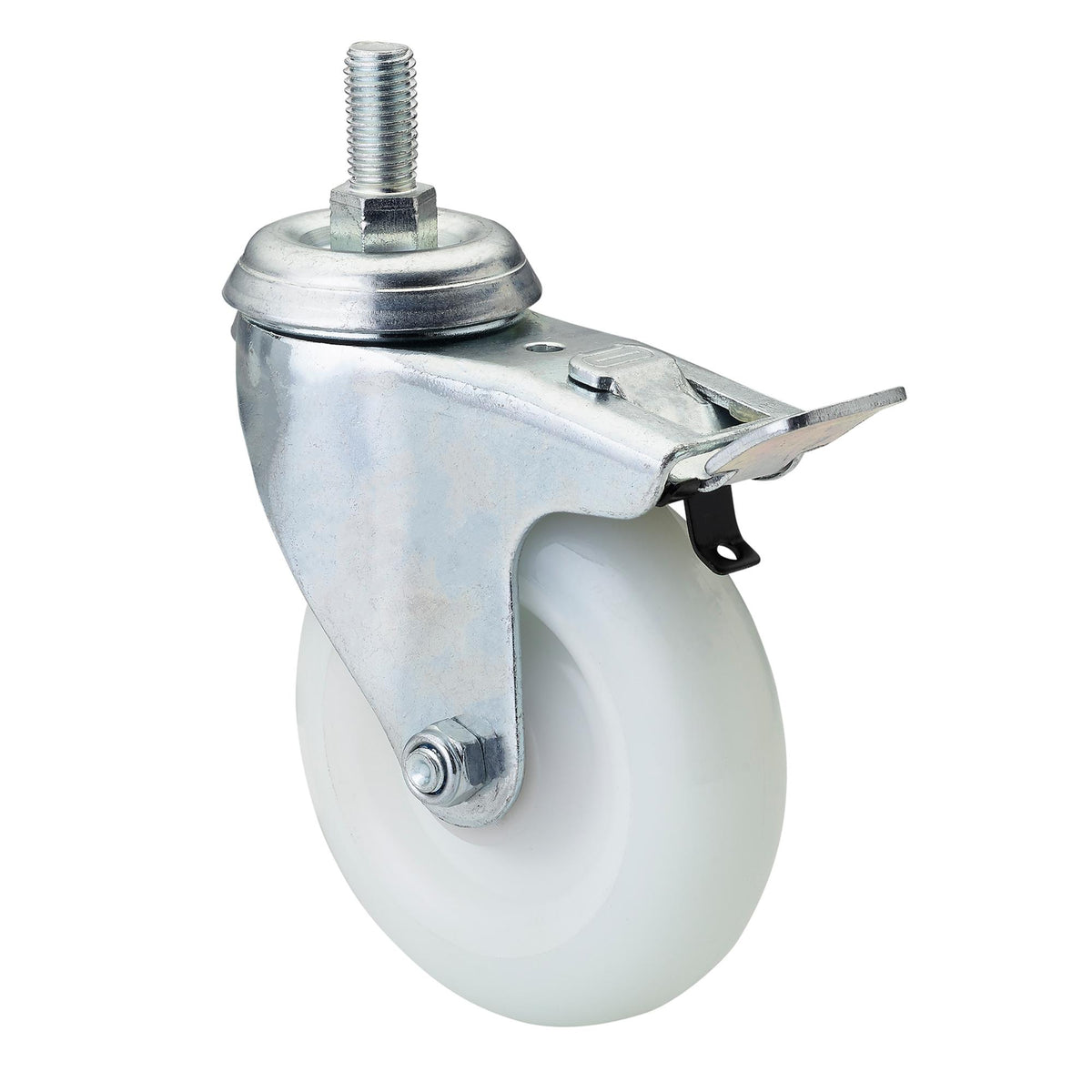 DRAPER 100mm Dia. Swivel Bolt Fixing Nylon Wheel with Brake - S.W.L. 125Kg: Model No.604100BB