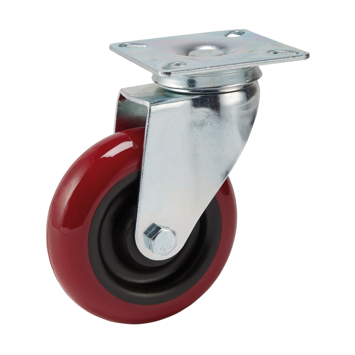 DRAPER 100mm Dia. Swivel Plate Fixing Polyurethane Wheel - S.W.L. 125Kg: Model No.605100P