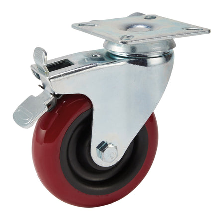 100mm Dia. Swivel Plate Fixing Polyurethane Wheel with Brake - S.W.L. 125Kg: Model No. 605100PB