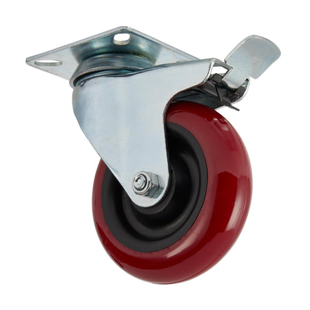 100mm Dia. Swivel Plate Fixing Polyurethane Wheel with Brake - S.W.L. 125Kg: Model No. 605100PB