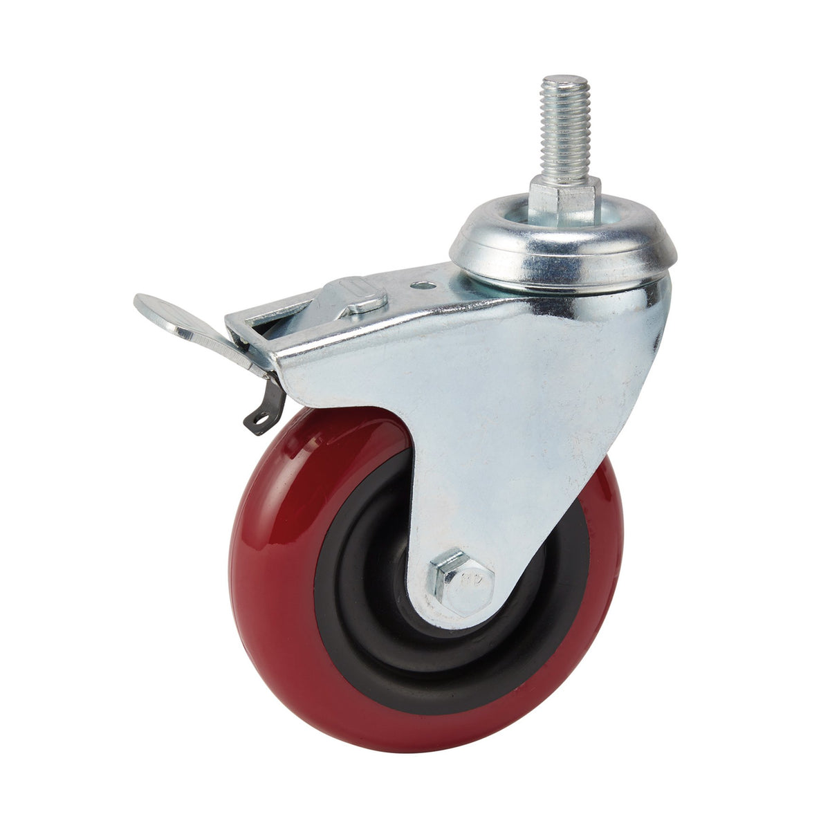 DRAPER 100mm Dia. Swivel Bolt Fixing Polyurethane Wheel with Brake - S.W.L. 125Kg: Model No.605100BB