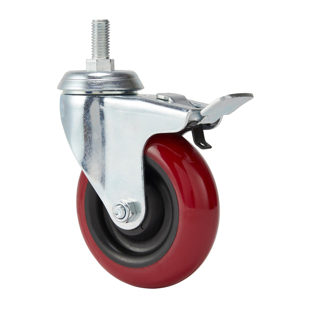 DRAPER 100mm Dia. Swivel Bolt Fixing Polyurethane Wheel with Brake - S.W.L. 125Kg: Model No.605100BB