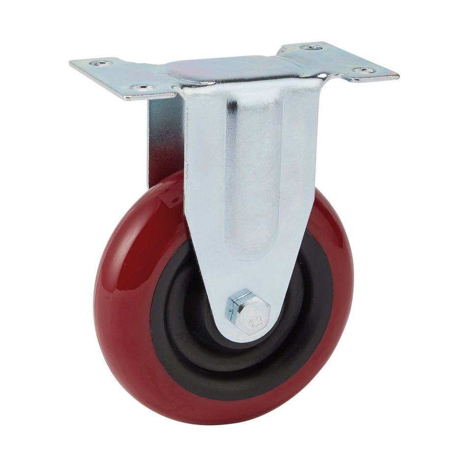 DRAPER 100mm Dia. Fixed Plate Fixing Polyurethane Wheel - S.W.L. 125Kg: Model No.605100F