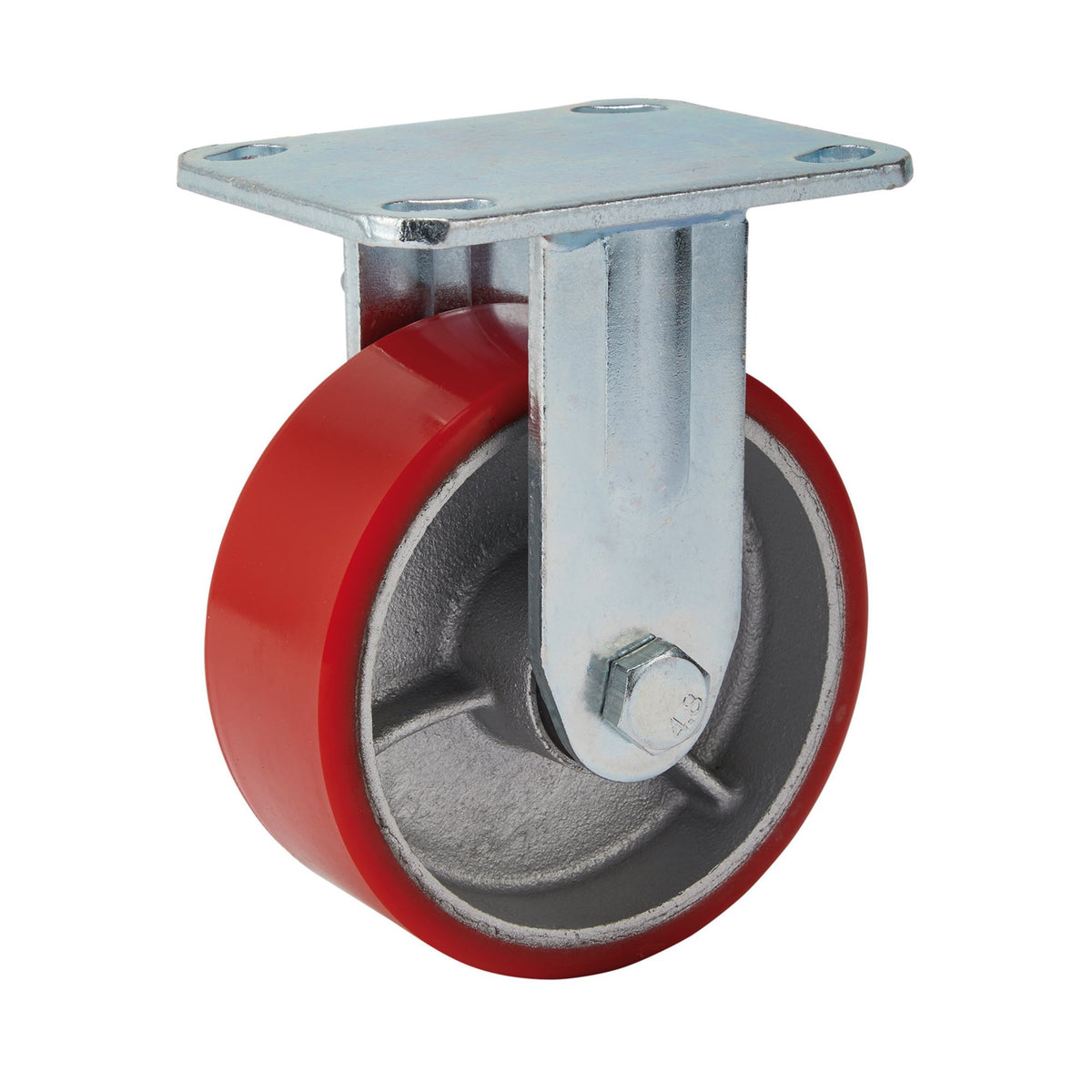 DRAPER 125mm Dia. Fixed Plate Fixing Heavy Duty Polyurethane Wheel - S.W.L. 300Kg: Model No.606125F