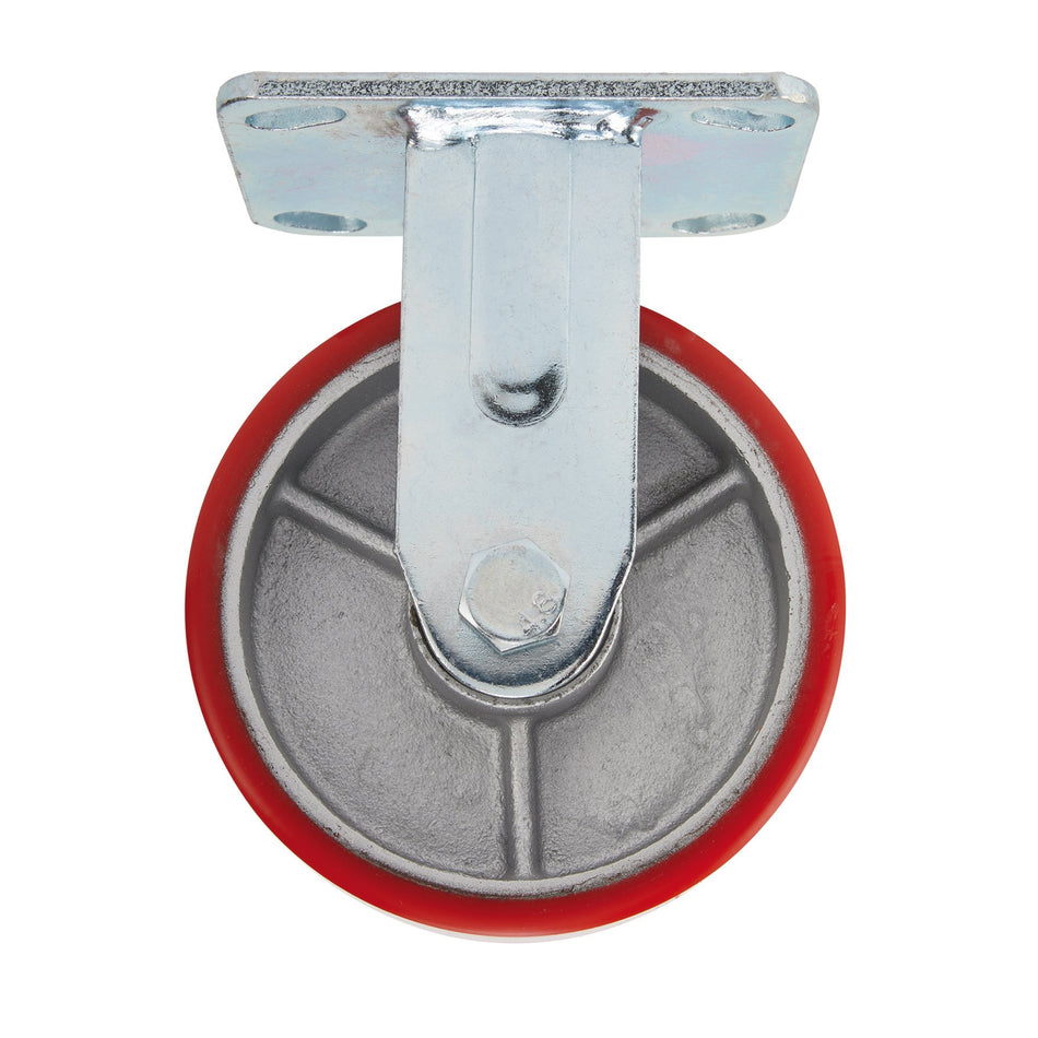 DRAPER 125mm Dia. Fixed Plate Fixing Heavy Duty Polyurethane Wheel - S.W.L. 300Kg: Model No.606125F