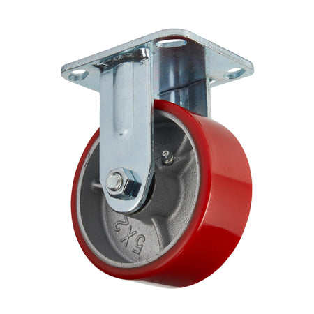 DRAPER 125mm Dia. Fixed Plate Fixing Heavy Duty Polyurethane Wheel - S.W.L. 300Kg: Model No.606125F