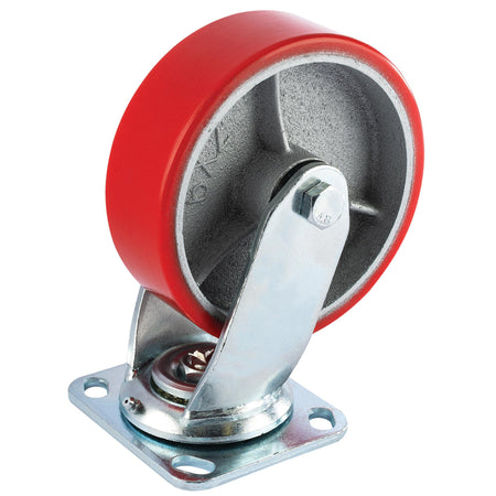 DRAPER 160mm Dia. Swivel Plate Fixing Heavy Duty Polyurethane Wheel - S.W.L. 400Kg: Model No.606160P