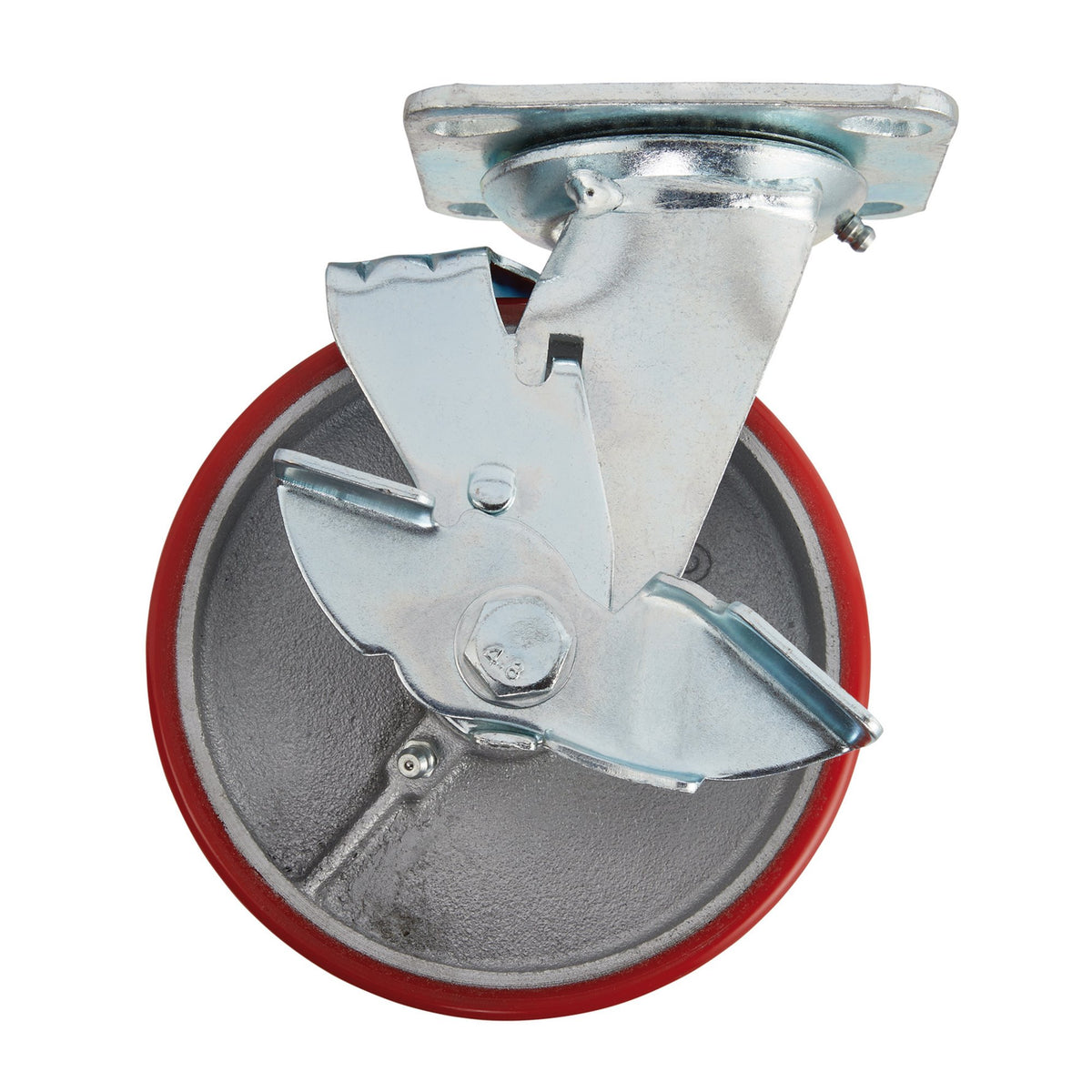 DRAPER 160mm Dia. Swivel Plate Fixing Heavy Duty Polyurethane Wheel with Brake - S.W.L. 400Kg: Model No.606160PB