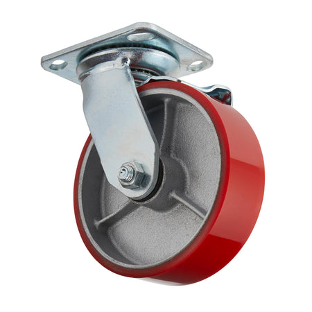 DRAPER 160mm Dia. Swivel Plate Fixing Heavy Duty Polyurethane Wheel with Brake - S.W.L. 400Kg: Model No.606160PB