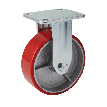 DRAPER 160mm Dia. Fixed Plate Fixing Heavy Duty Polyurethane Wheel - S.W.L. 400Kg: Model No.606160F