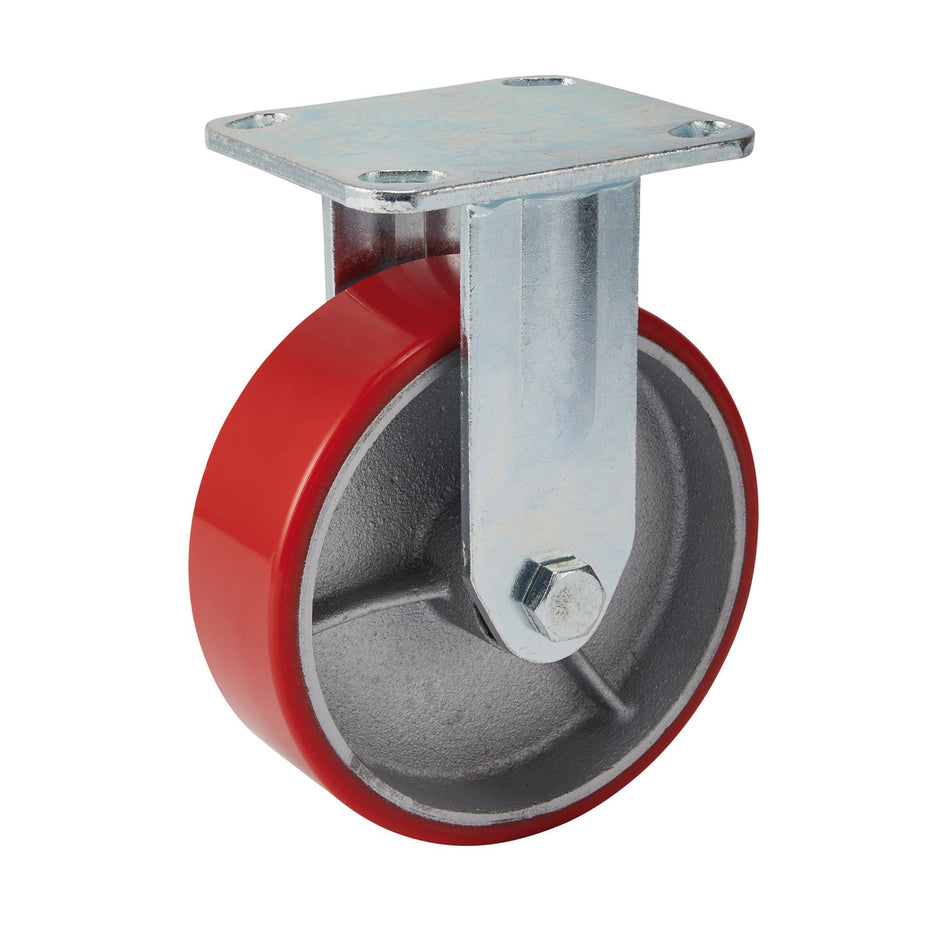 DRAPER 160mm Dia. Fixed Plate Fixing Heavy Duty Polyurethane Wheel - S.W.L. 400Kg: Model No.606160F