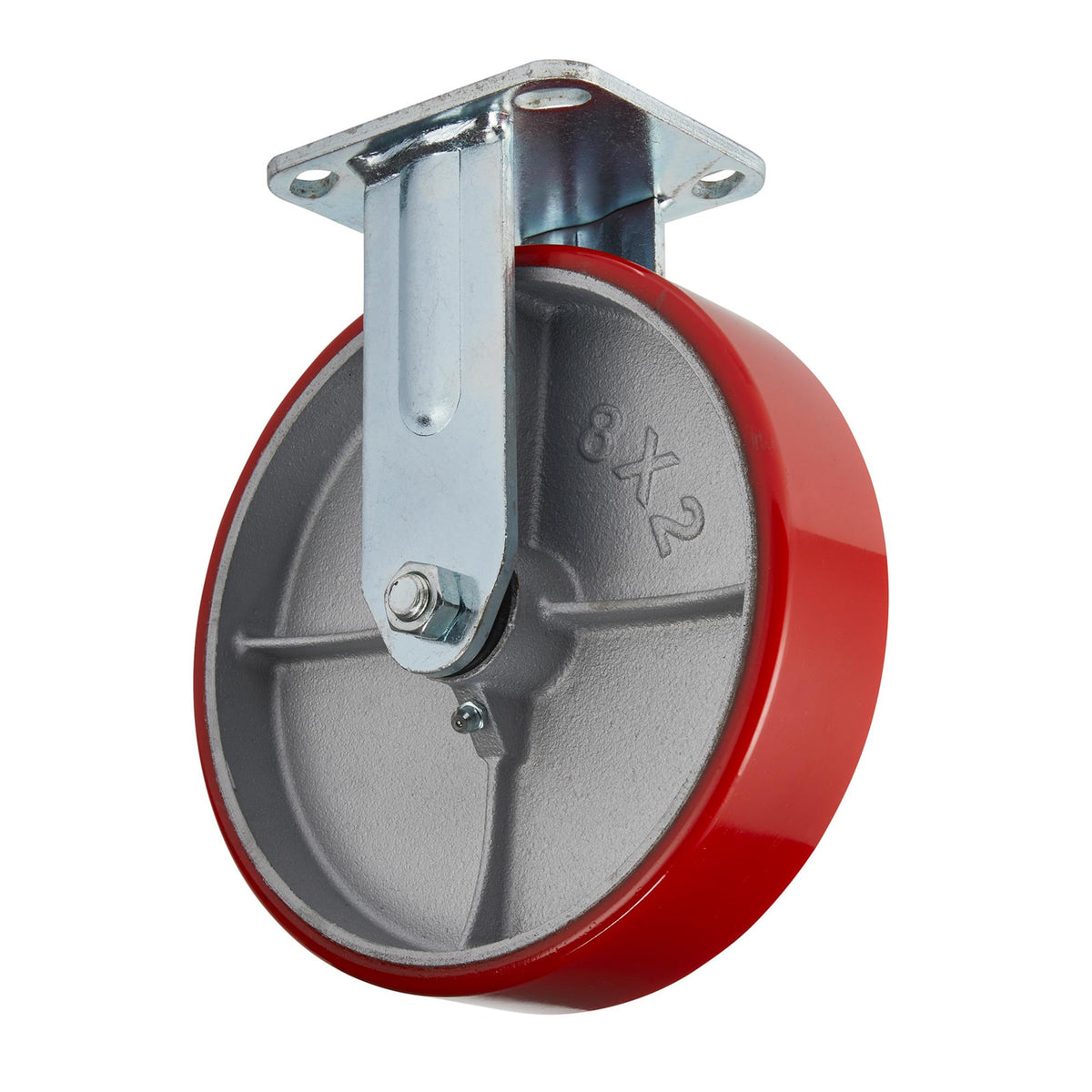 DRAPER 200mm Dia. Fixed Plate Fixing Heavy Duty Polyurethane Wheel - S.W.L. 500Kg: Model No.606200F