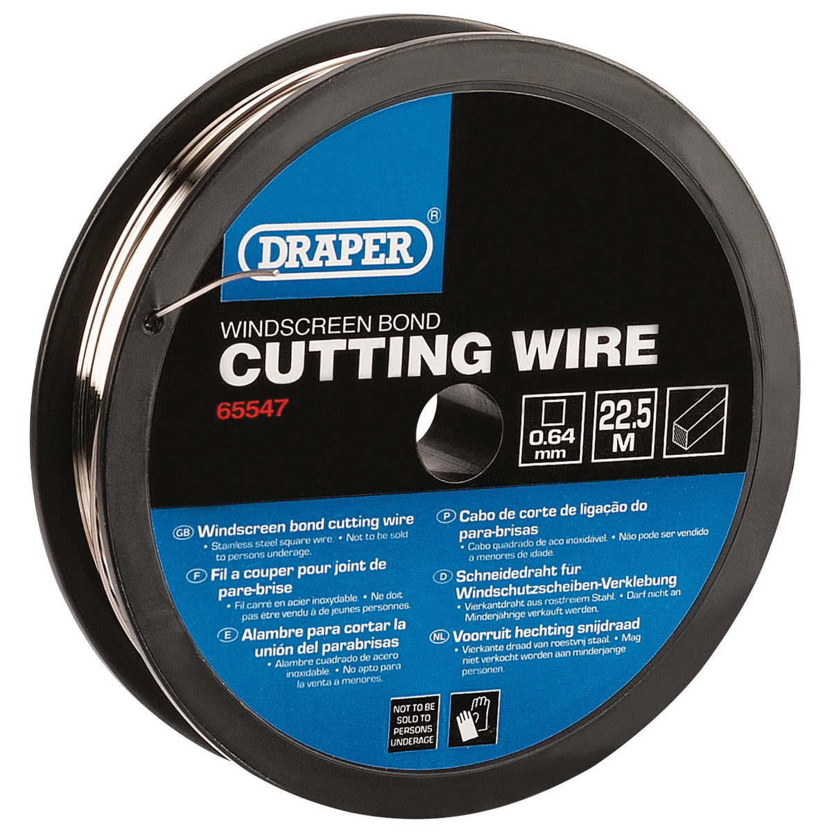 DRAPER 22.5M Stainless Steel Square Wire for Wire Feeder/Starter - 0.5/0.6mm : Model No.WST2