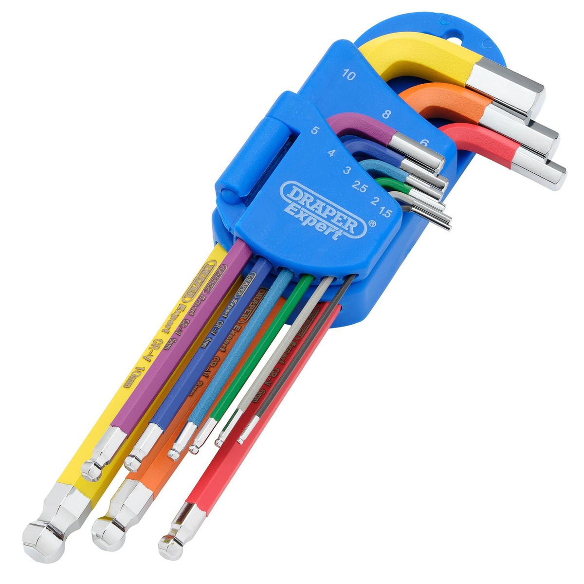 Metric Coloured Extra Long Hexagon and Ball End Key Set (9 Piece): Model No.870-1ZITBP9M/C