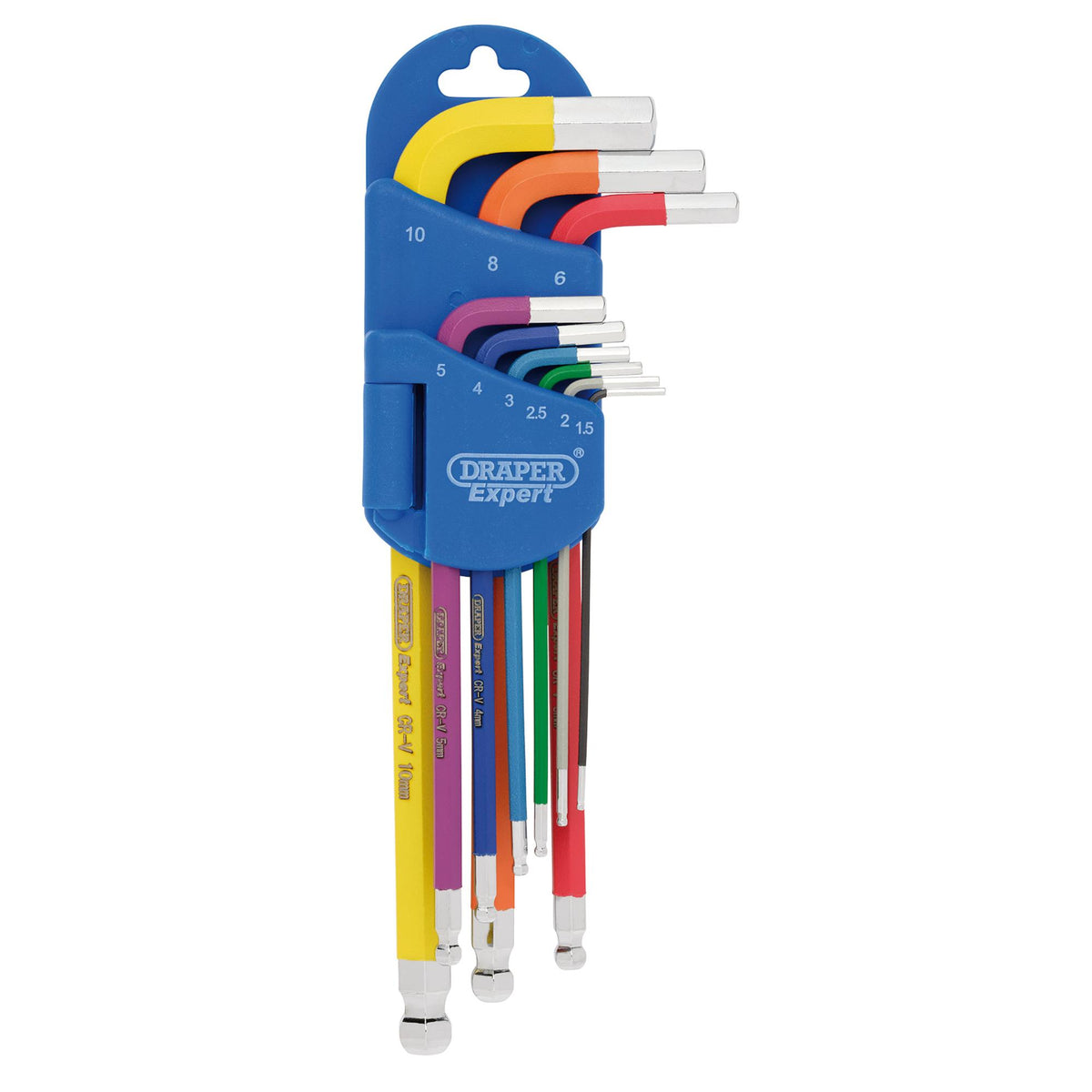 Metric Coloured Extra Long Hexagon and Ball End Key Set (9 Piece): Model No.870-1ZITBP9M/C