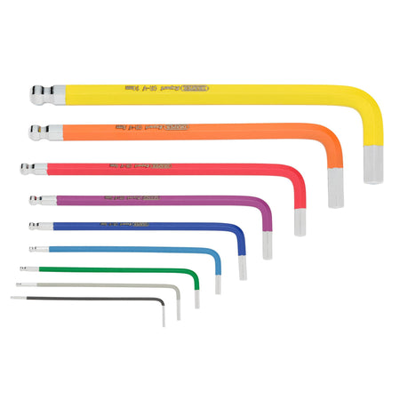 Metric Coloured Extra Long Hexagon and Ball End Key Set (9 Piece): Model No.870-1ZITBP9M/C