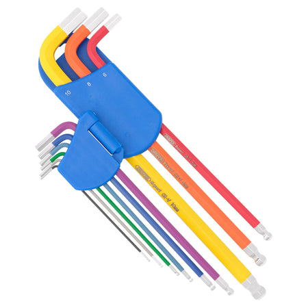 Metric Coloured Extra Long Hexagon and Ball End Key Set (9 Piece): Model No.870-1ZITBPL9M/C