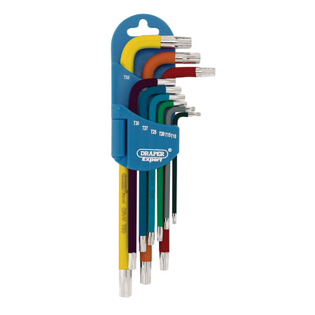 Metric Coloured Long Arm Draper TX-STAR Key Set (9 Piece): Model No.870-1ZITXL9/C