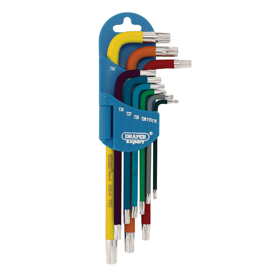 Metric Coloured Long Arm Draper TX-STAR Key Set (9 Piece): Model No.870-1ZITXL9/C