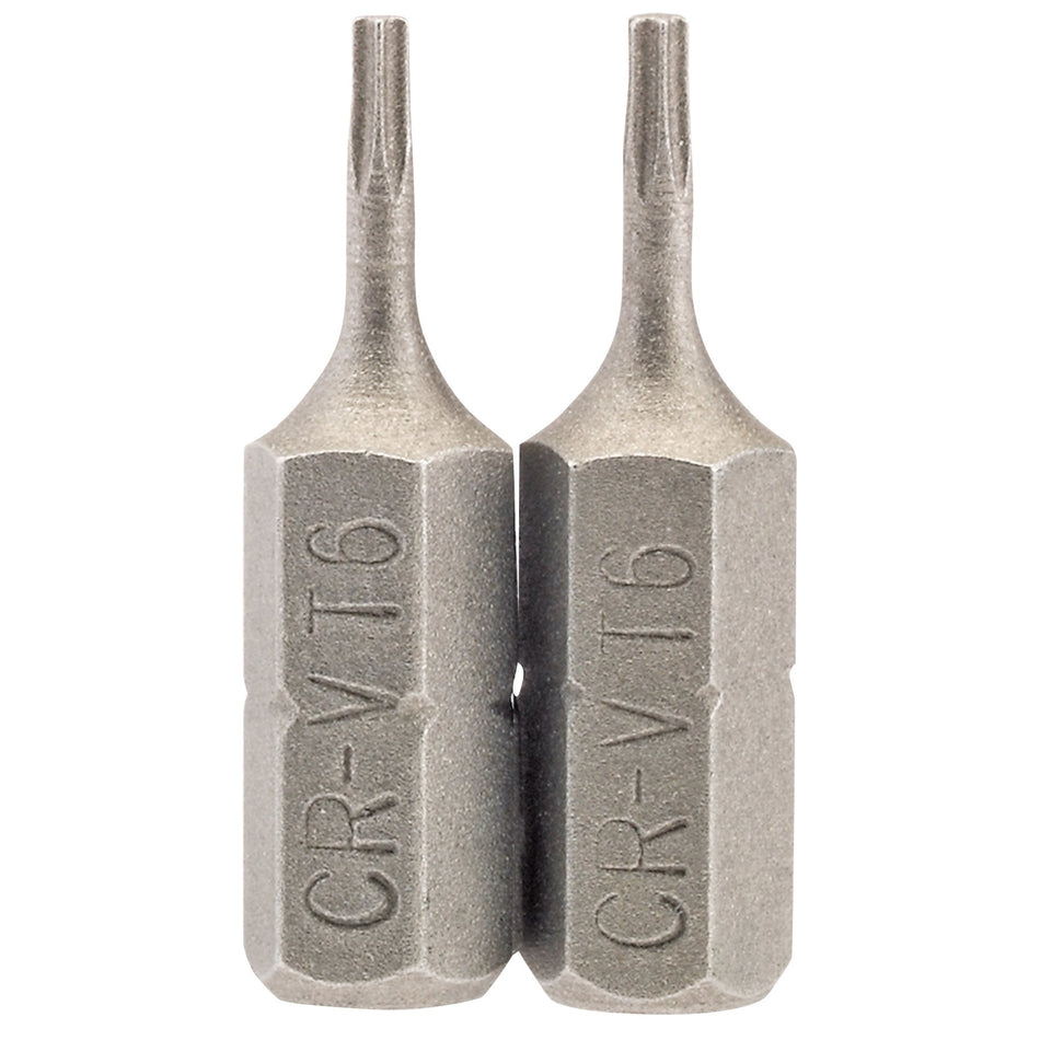 T6 1/4" Hex. Draper TX-STAR Insert Bit 25mm Long x 2: Model No. 25TX/2/B
